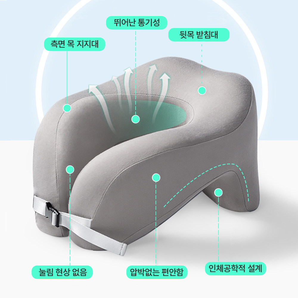 [베리피아] 여행용 비행기 기내용 차량용 메모리폼 목베개 이미지 8