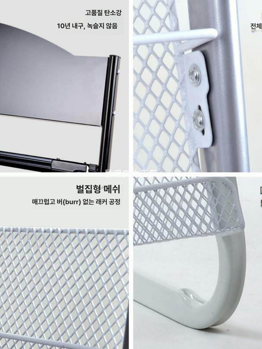 잡지 신문 진열대 튼튼한 철제 메쉬망 4단 곡선형 매거진랙 홍보물 거치대 카페 서점 30cm 3단 블랙 플랫 - 상세 이미지 2