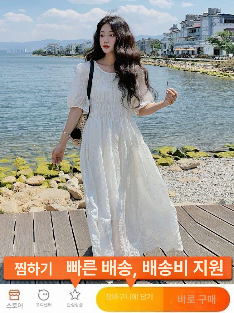 여름 화이트 드레스 러블리 휴양지 신행 바캉스 사진 - 상세 이미지 2
