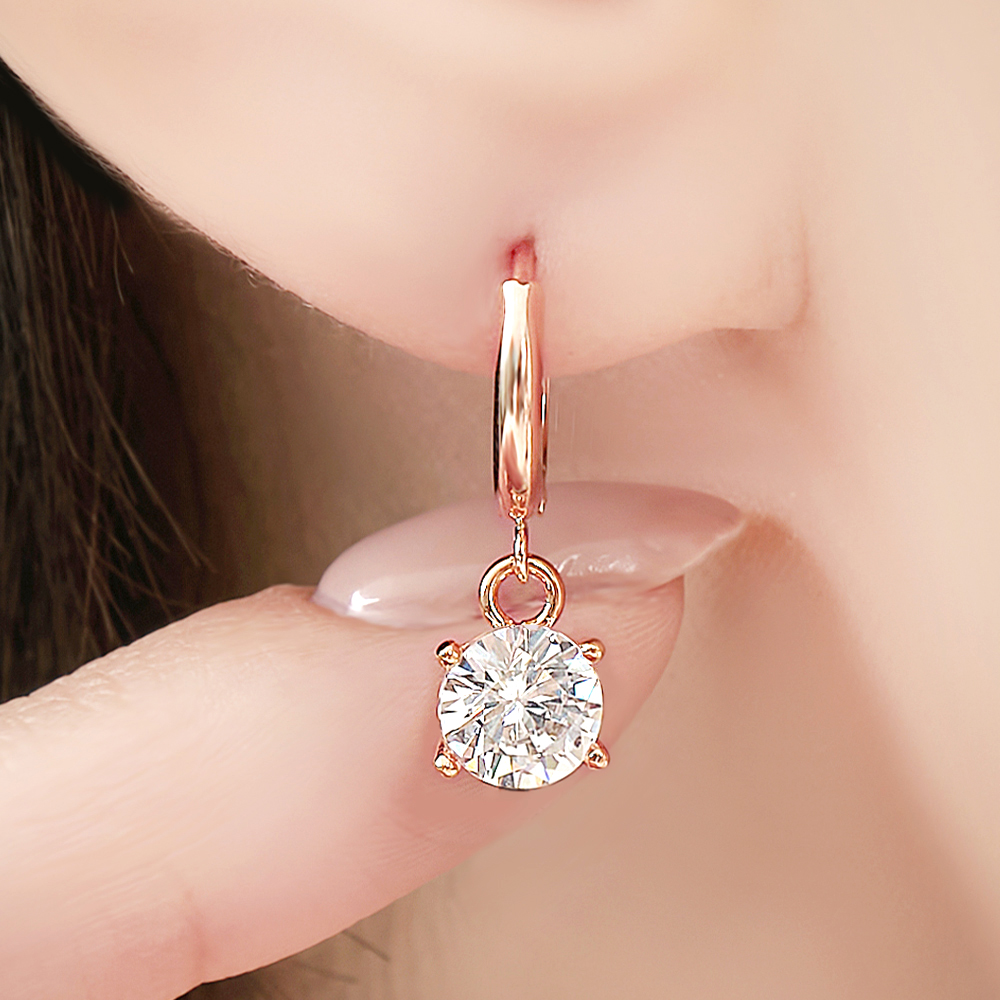 14K 18K 원터치 귀걸이 로즈골드 레이어드 심플 데일리 여자 퓨어 금귀걸이 - 상세 이미지 4