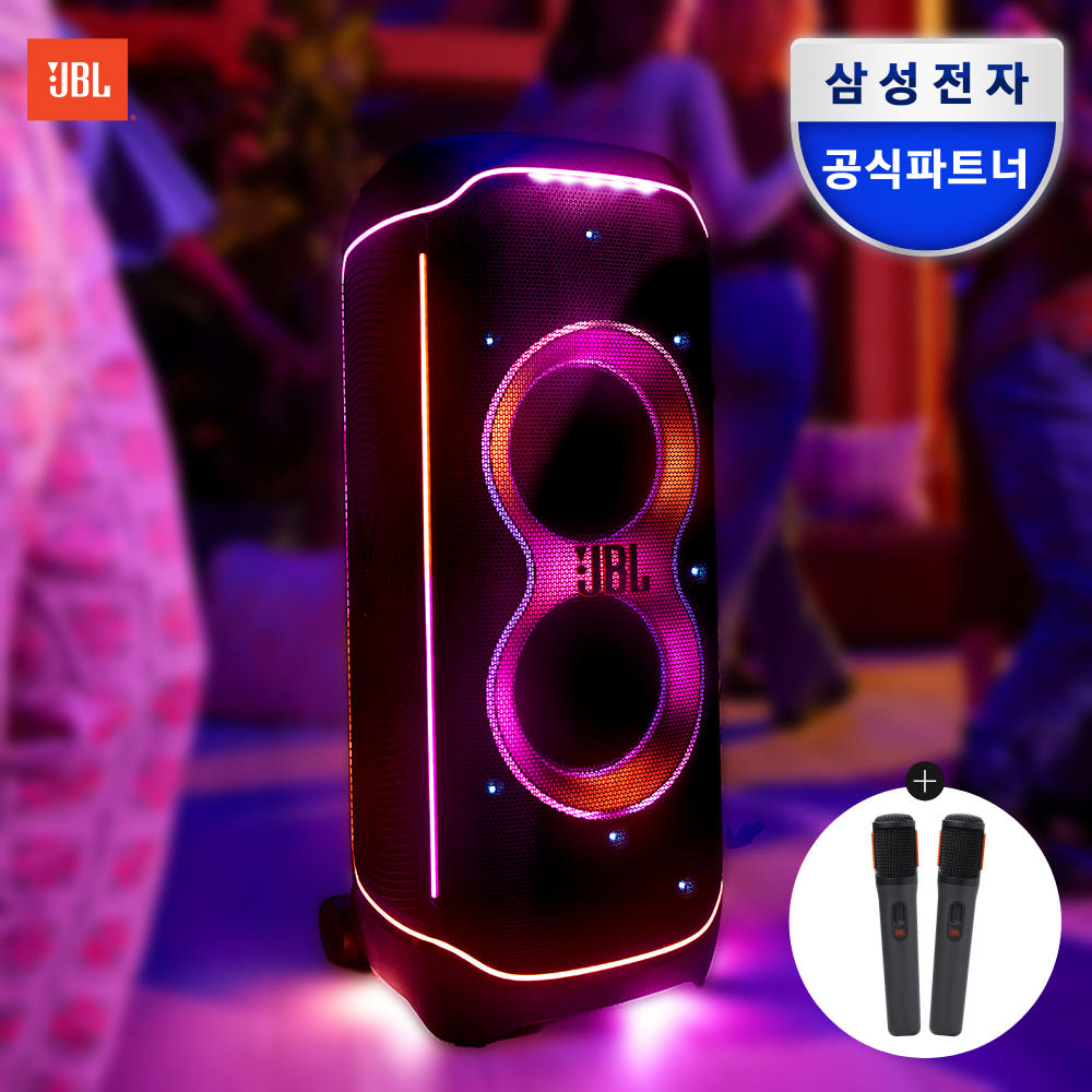 JBL PARTYBOX ULTIMATE 파티박스 버스킹 블루투스 스피커 블랙 마이크 패키지