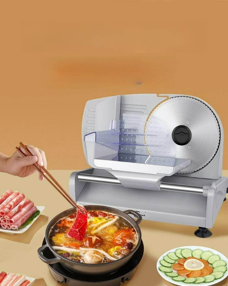 냉동육절기 전기 고기 자르는 기계 슬라이서 샤브샤브 소고기 양고기 햄 컷팅기 업그레이드 노브 포함 - 상품 이미지
