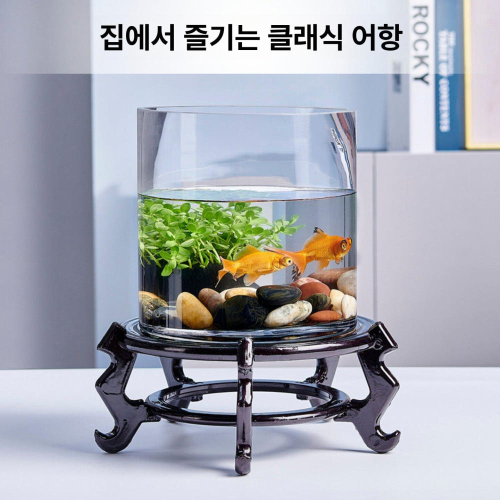둥근 유리 어항 구피 수경 원기둥 장식 원형 금붕어 15x30 + 컬러드 스톤 상세 이미지 5