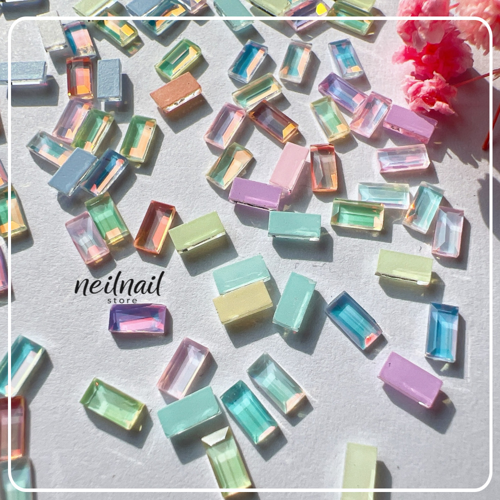 글로우 파스텔 미니 바게트 네일 스톤 믹스 30pcs - 상품 이미지