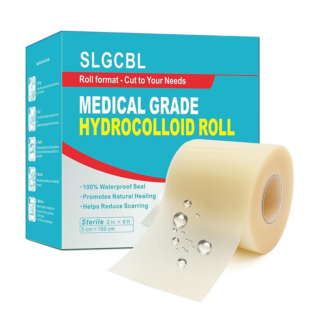 SLGCBL 하이드로콜로이드 롤, 2IN x 6FT 초대형 붕대, 여드름용 여드름 패치 관리, , 물집, 침대 초흡수성 및 방수, 응급 처치 키트 필수품 - 상품 이미지
