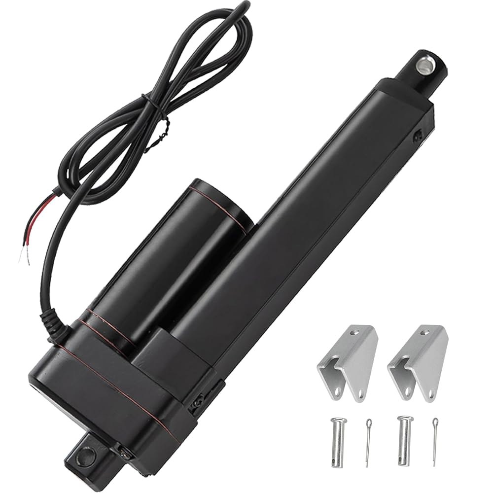 JQDML 4인치 스트로크 선형 액추에이터 12V 헤비 듀티 440lbs /2000N IP65 방수 전기 속도 0.31 /초(장착 브래킷 포함) 2  440lbs - 상품 이미지