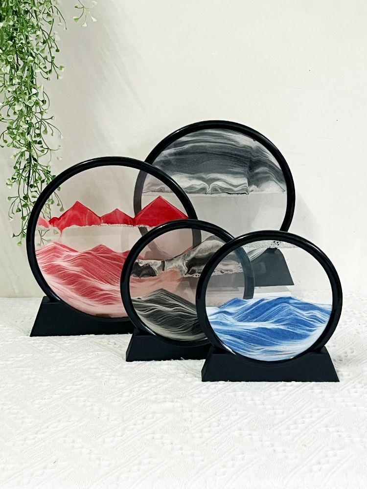 멍때리기 움직이는 무한동력 모래 프레임 샌드 장식 7인치 블랙 프레임 블루 - 상세 이미지 4