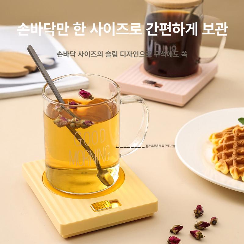 컵온열기 무선 머그컵 usb 워머 가열 컵받침 체리블라썸핑크 국가 표준 마카롱 - 상세 이미지 5