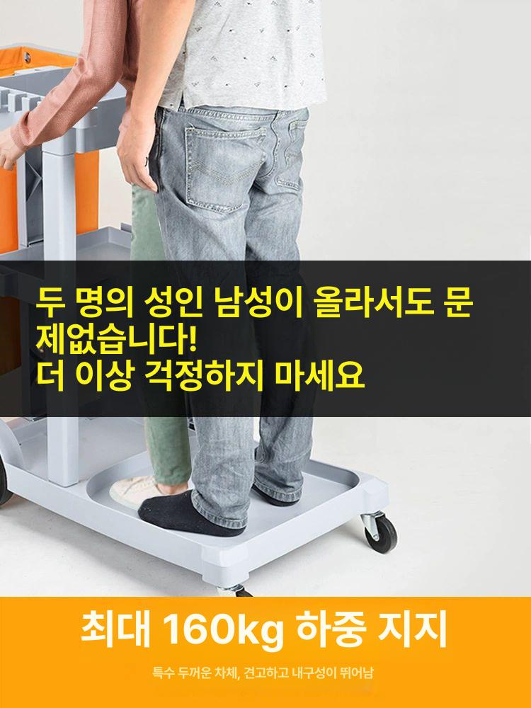이동식 청소차 다용도 바닥 청소 호텔 객실 도구 디럭스 100L 쓰레기통 - 상세 이미지 5
