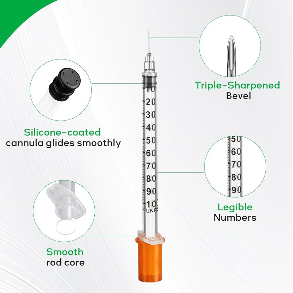 약국 선택 1ml 31 게이지 5/16인치 8mm 주사기, 개별 포장, 50PACK - 상세 이미지 2