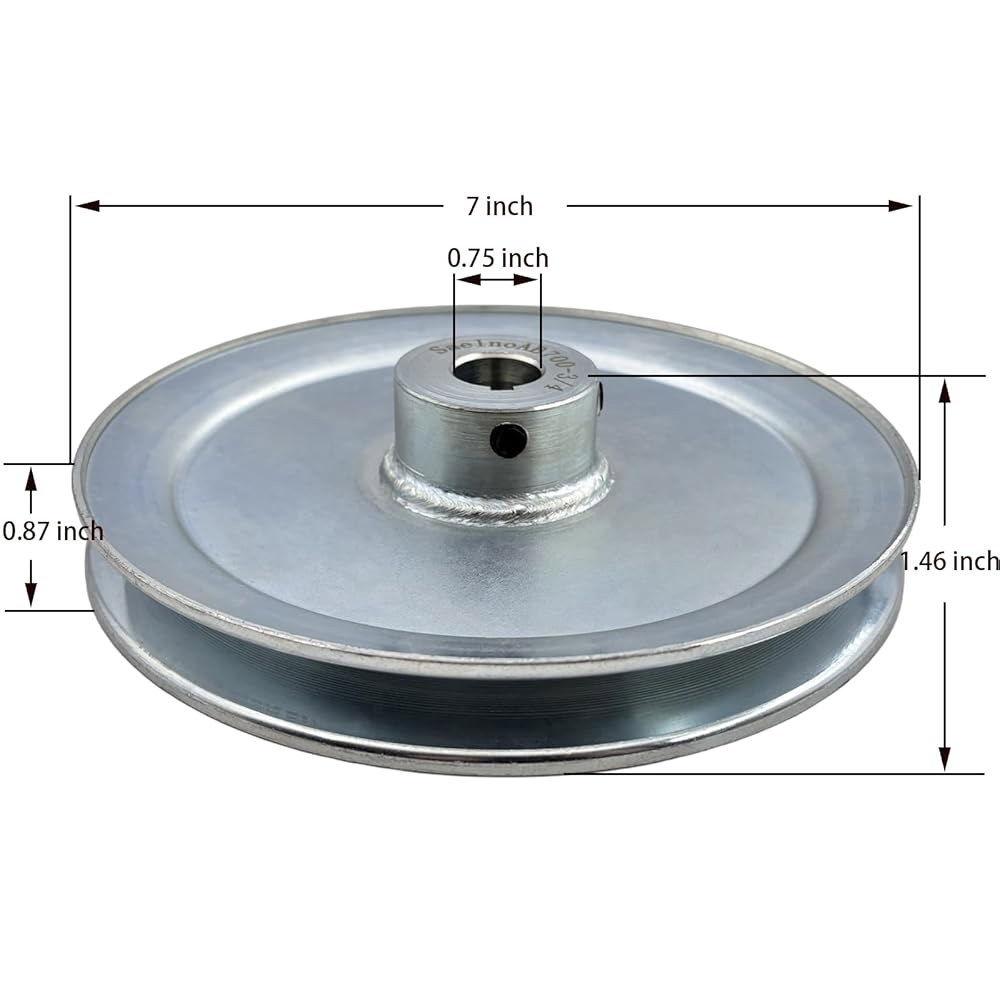 Saelno AB700-3/4 싱글 그루브 웹 쉬브, v 벨트 풀리 3/4인치 보어 7인치 OD, 모터 카본 스틸(A B 5L 4L V-벨트용) - 상세 이미지 2