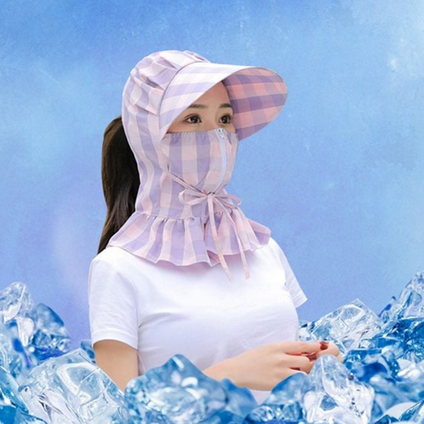 시원한 여성 썬 캡 일체형 햇빛 차단 모자 자외선 농작업 - 상품 이미지