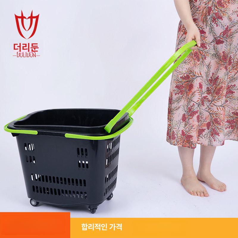 프리미엄 바퀴 달린 바구니 세탁 철제 플라스틱 이동식 디럭스 중형 4륜 연회색 - 상세 이미지 3