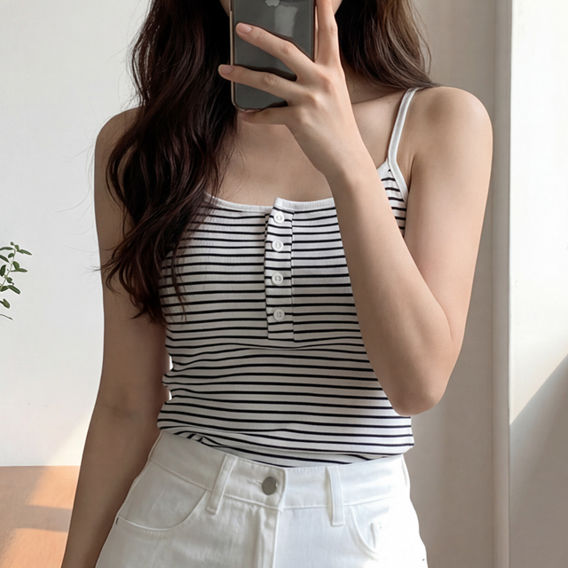 [캡내장] 단가라 단추 캡나시 4컬러(44~66 프리사이즈) 이미지 6
