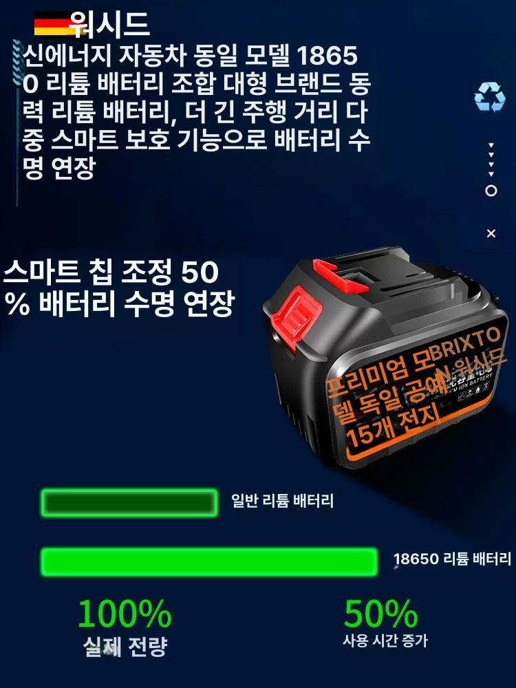 밸류툴 충전식 전기톱 30 48cm 브러쉬리스 저소음 고출력 나무 벌목 가지치기 목공 고속 12인치 플래그십 10셀 2줄 체인 - 상세 이미지 5
