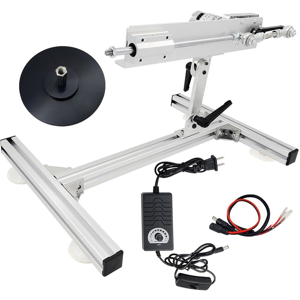 JQDML 왕복 사이클 선형 액추에이터 텔레스코픽 모터 24V 120rpm 고토크 40lbs 스트로크 1.18인치 6인치 조정 가능, 업그레이드된 스탠드, 흡입 컵, 속도 컨트롤러 - 상품 이미지