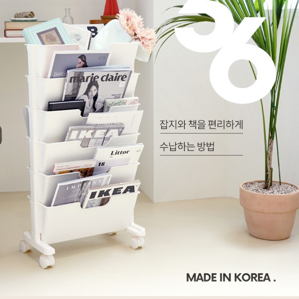 작은 책장 바퀴달린 책장 3단 낮은 책꽂이 만화책 책장 - 상세 이미지 4
