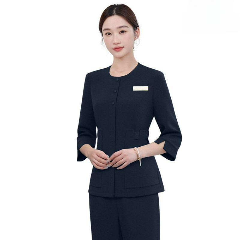 마사지사유니폼 피부관리사 뷰티샵 스파 근무복 핑크 3 4 소매 상의 + 핑크 바지 s - 상세 이미지 2
