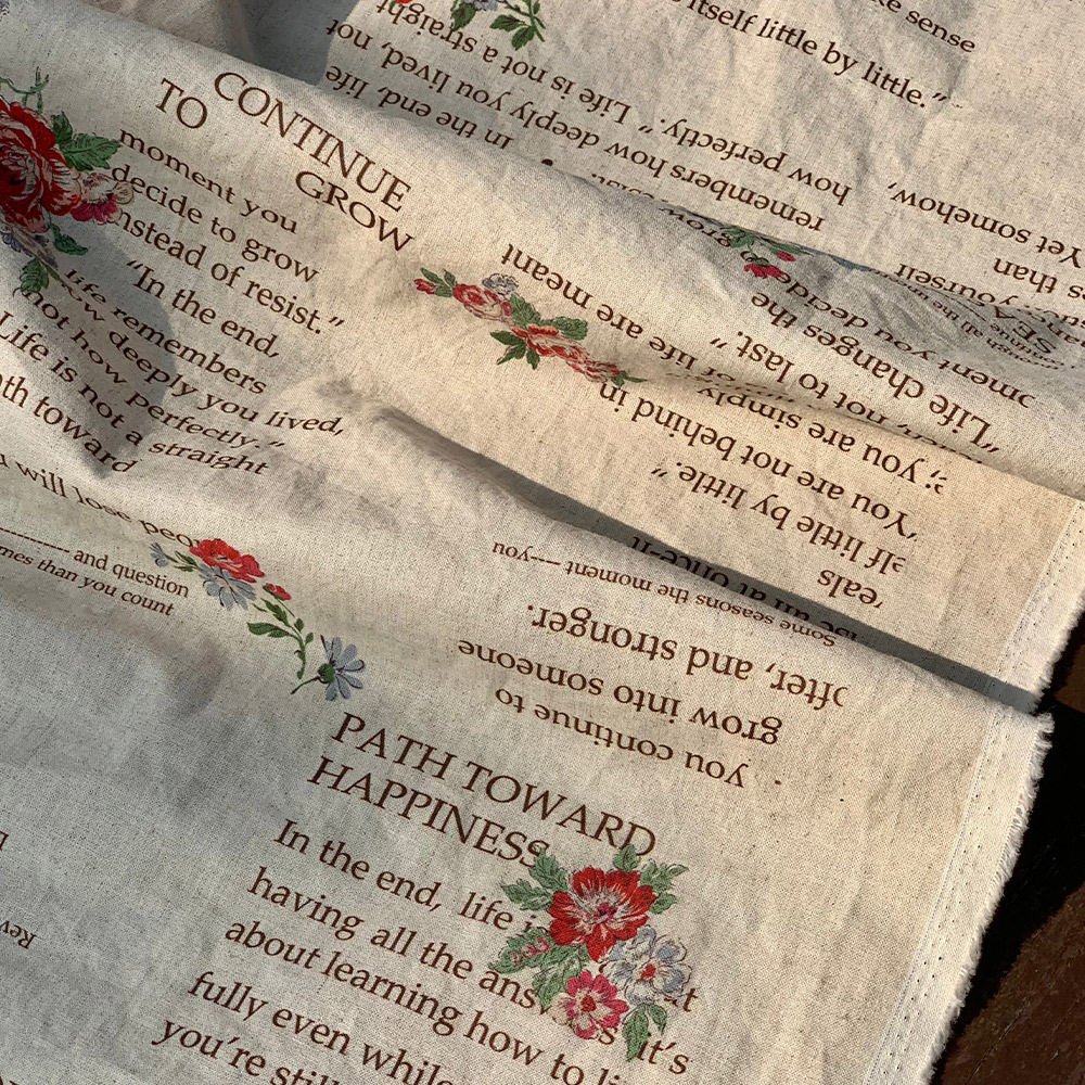 레터 빈티지 15수 린넨원단 꽃무늬 면혼방 앞치마 커튼 테이블보 천 - 상세 이미지 4