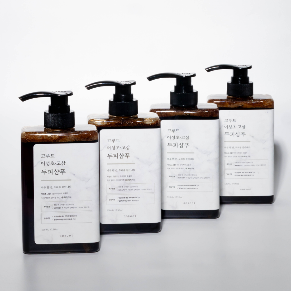 고루트 비듬샴푸 두피 지성 지루 어성초 약산성 냄새 스칼프 고삼 샴푸 530ml, 4개 - 상품 이미지