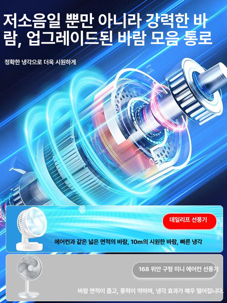 데스크탑 미니 무선 충전식 소형 탁상용 초경량 저소음 플러그인 2단 냉풍 - 상세 이미지 4