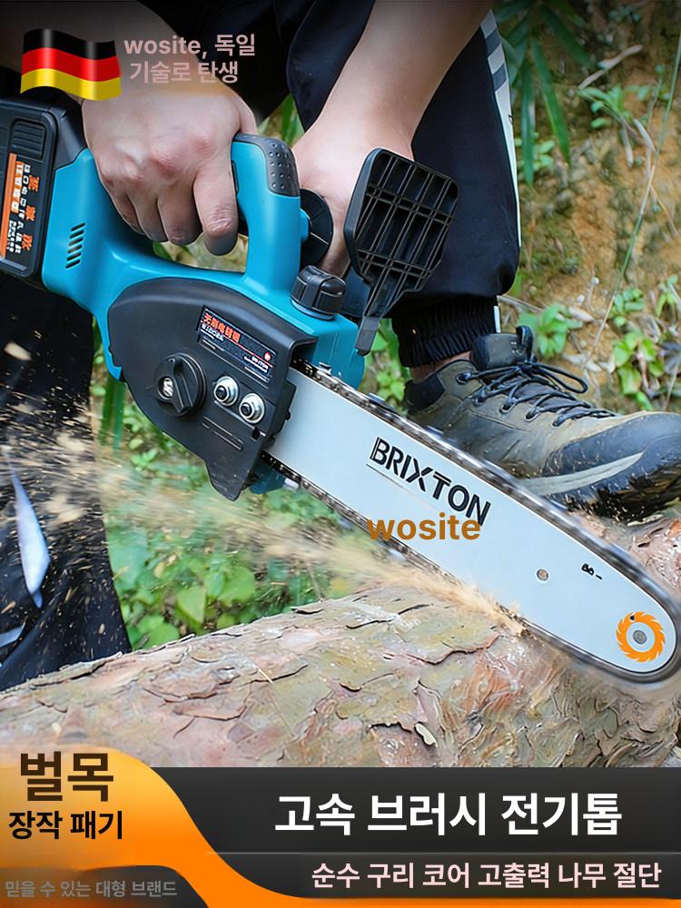 밸류툴 충전식 전기톱 30 48cm 브러쉬리스 저소음 고출력 나무 벌목 가지치기 목공 고속 12인치 플래그십 10셀 2줄 체인 - 상품 이미지