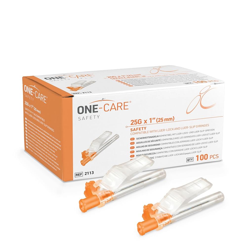 ONE-CARE 25 게이지 x 1인치(25mm), 개별 포장, 100박스 23G x 1 Safe - 상품 이미지