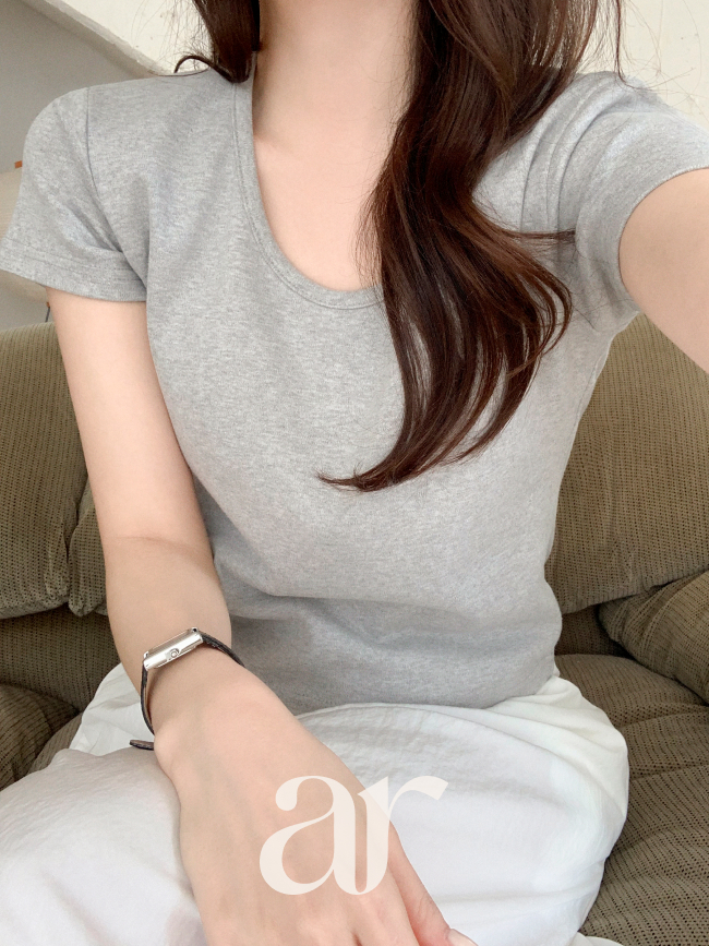 (MADE) 블랑코 뒷절개 세미크롭 라운드 반팔 티셔츠 ts4488 - 상세 이미지 4