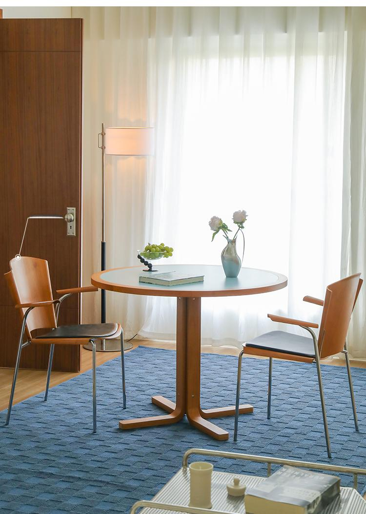 모던 우드 원형 table 원목 라운드 식탁 90cm 테이블 씨솔트블루 - 상품 이미지