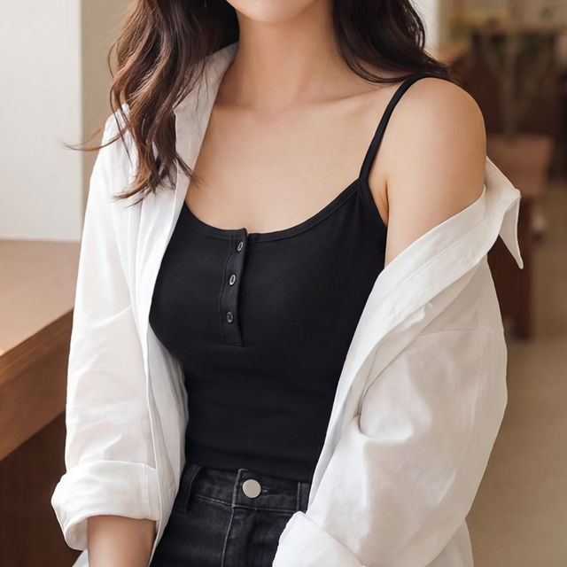 [캡내장] 단가라 단추 캡나시 4컬러(44~66 프리사이즈) - 상세 이미지 5