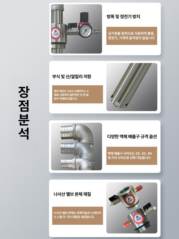 밀폐 드럼용 에어 액체 펌프 공압 주유기 고점도 이송기 에어구리스펌프 자동 구리스펌프 이미지 6