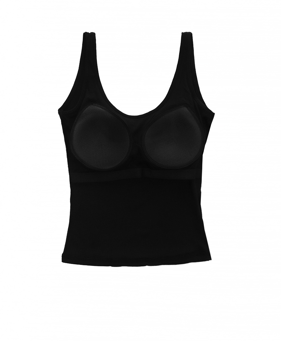 DEEP BACK BASIC BRA-TOP CAP SLEEVELESS 딥 백 베이직 골지 브라탑 등파임 캡나시 - CHICWIN