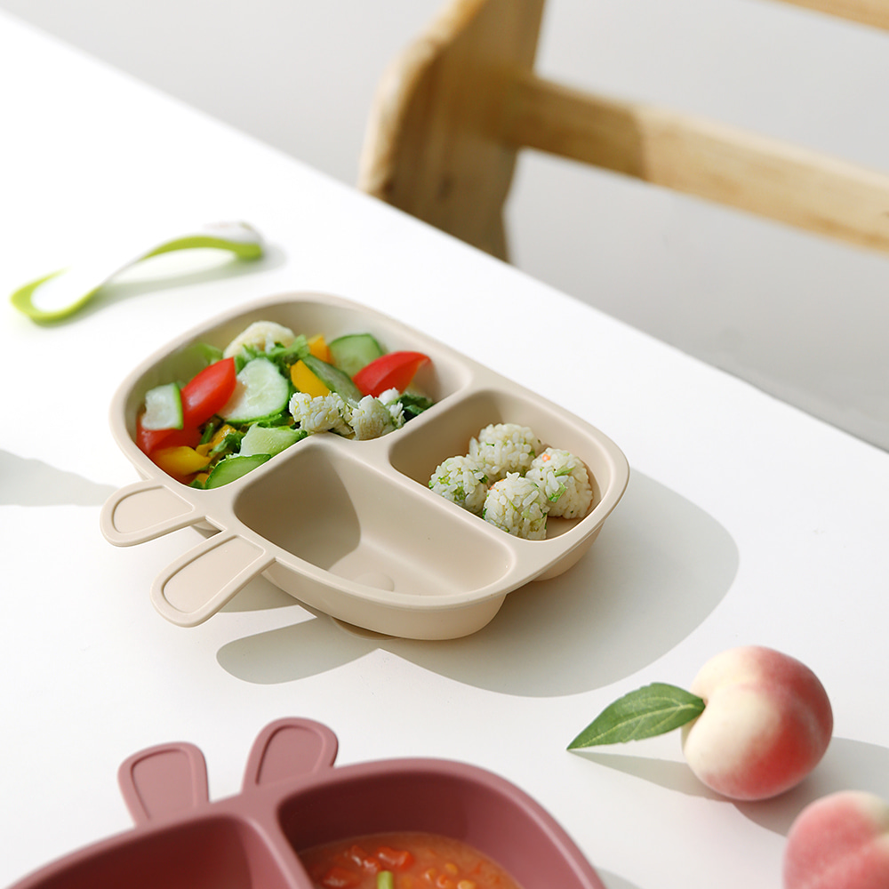 냠냠쿡 래빗 실리콘 흡착 식판 유아 아기 이유식 식판 어린이 식기 - 상품 이미지