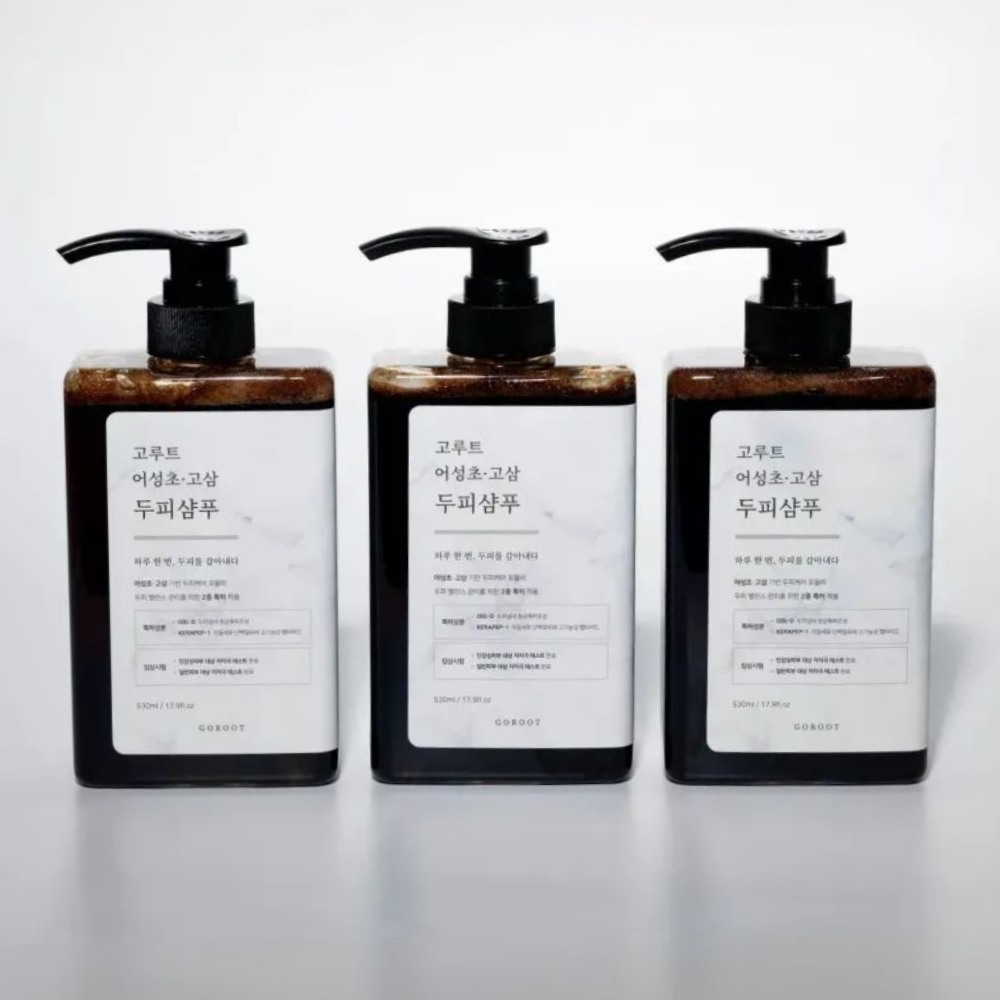 고루트 비듬샴푸 두피 지성 지루 어성초 약산성 냄새 스칼프 고삼 샴푸 530ml, 3개 - 상품 이미지