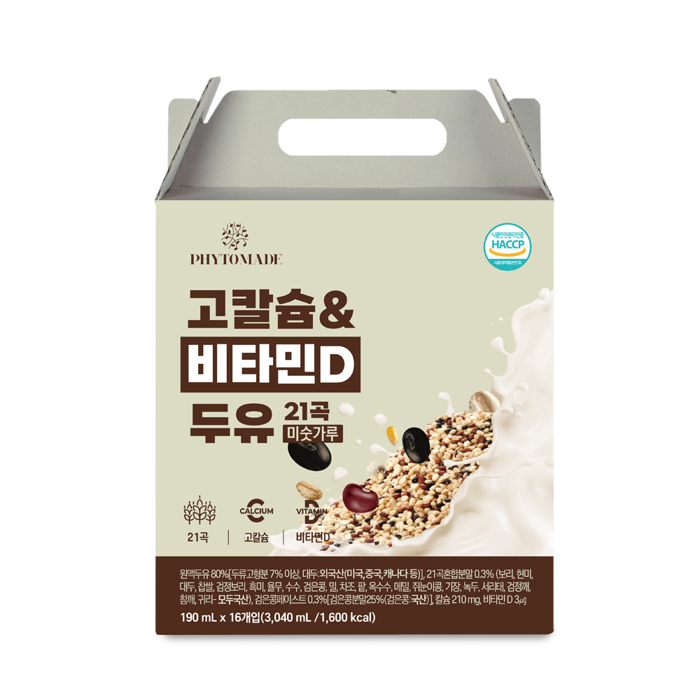파이토메이드 고칼슘&비타민D 두유 21곡 미숫가루 190ml, 32개 - 상품 이미지