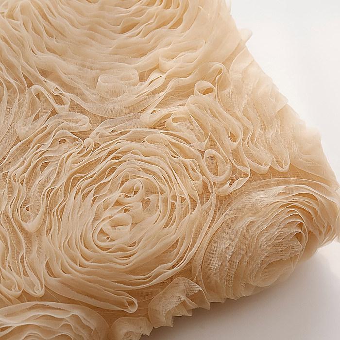 옷 패션 접시 천 만들기 입체 원단 장미 DIY 리폼 웨딩 대형 자수 원피스 살구색 메쉬 - 상세 이미지 2
