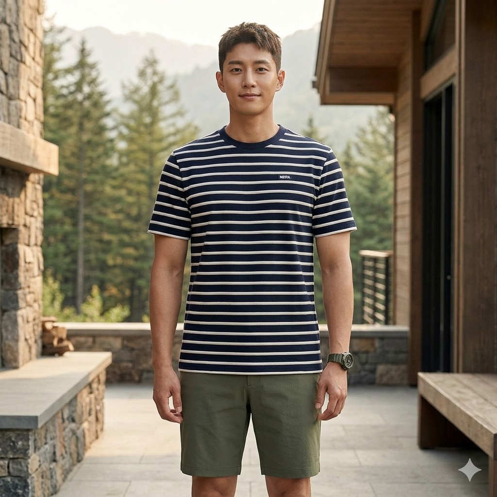 네파 남녀공용 여름 아웃도어 스트라이프 캐쥬얼 등산 반팔 커플티셔츠