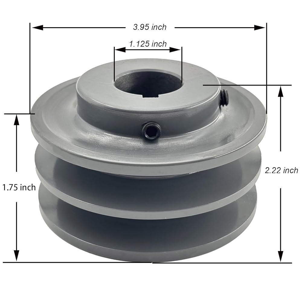 Saelno 2BK40-1-1/8 더블 그루브 풀리, 벨트 풀리 1 1/8인치 보어 3.95인치 OD, AAX BX 4L 5L V-벨트용 모터 주철, 2BK40X1-1/8 - 상세 이미지 2
