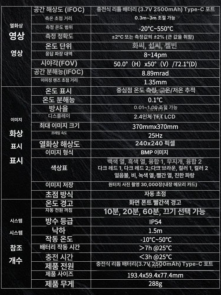 수도탐지기 지하수 하수구 누수탐지 배관공사 산업용 고해상도 열화상카메라 정밀 온도측정 FY10 고급 블랙 리튬 배터리 - 상세 이미지 3