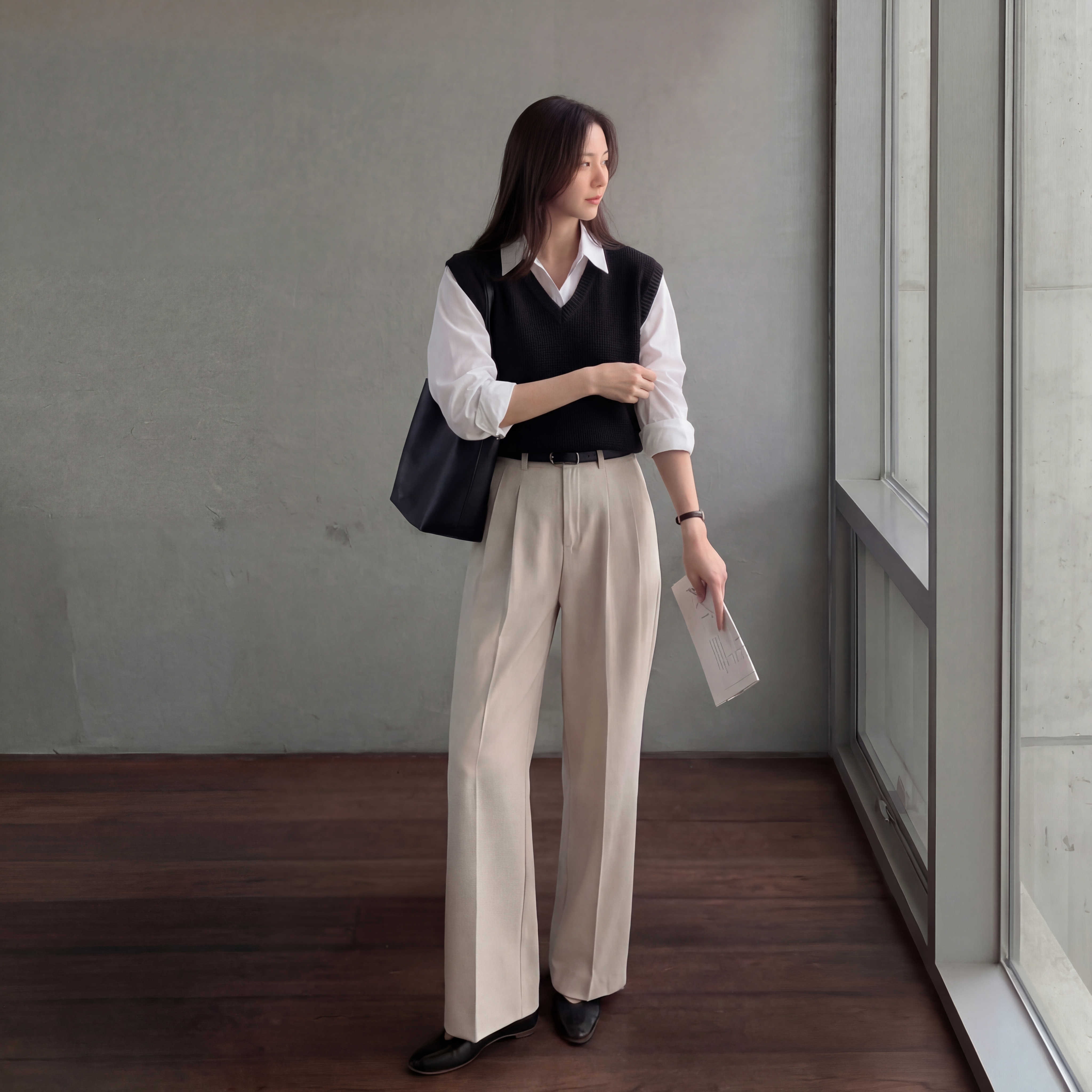 소라색셔츠 흰셔츠 흰남방 흰색블라우스 이미지 8