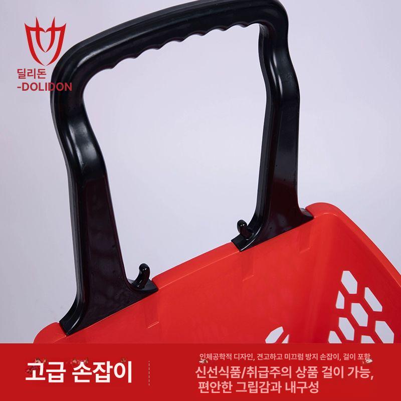 프리미엄 바퀴 달린 바구니 세탁 철제 플라스틱 이동식 디럭스 중형 4륜 연회색 - 상세 이미지 4