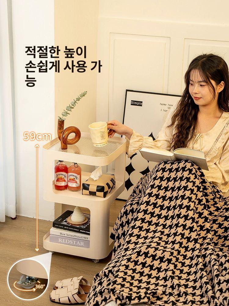 미드센츄리 사이드 테이블 침대 수납 쇼파 모던 소파 업그레이드+센서 크림화이트 40cm 무지개 - 상세 이미지 5