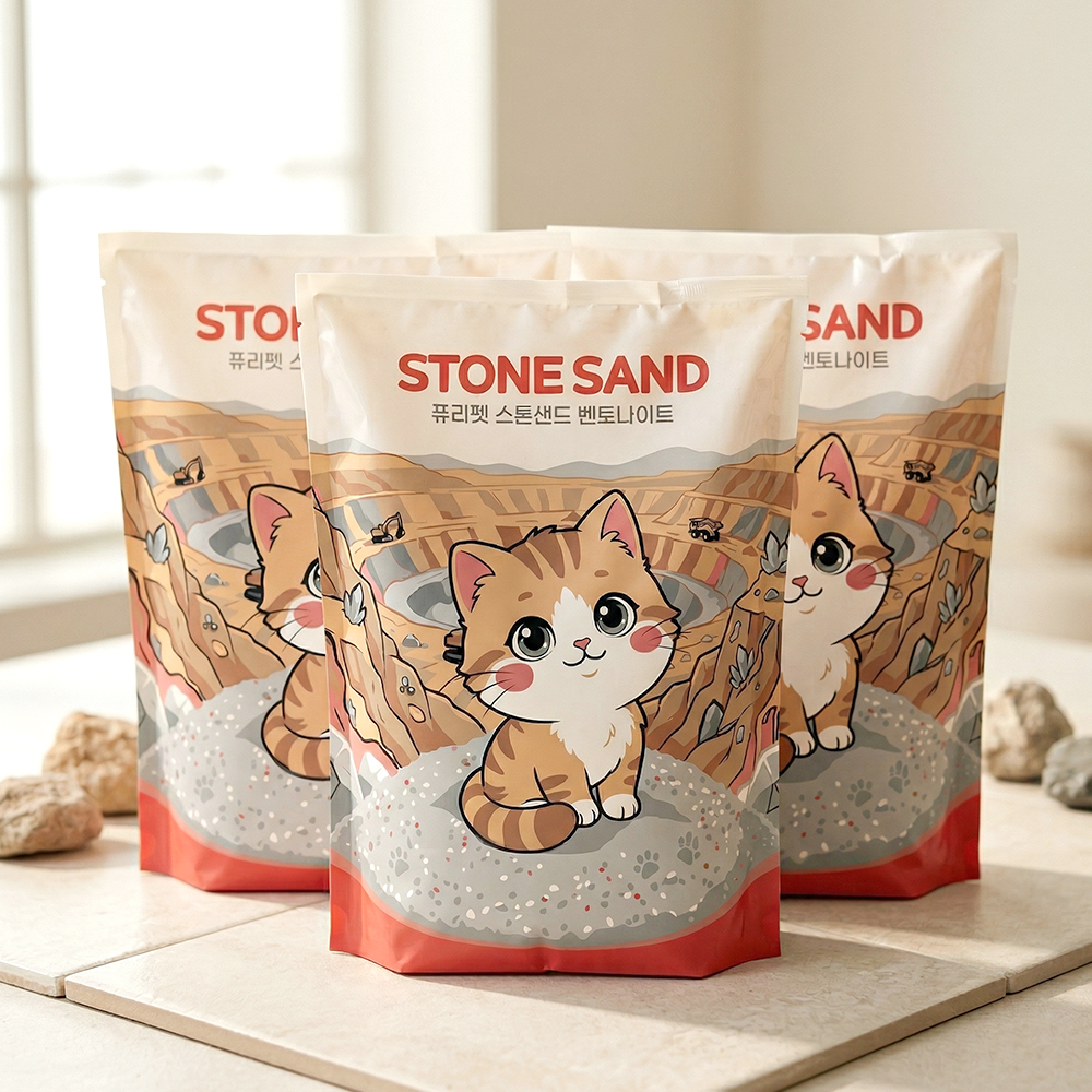 퓨리펫 스톤샌드 벤토나이트 먼지없는 고양이모래 6kg X 3개 18kg - 상품 이미지