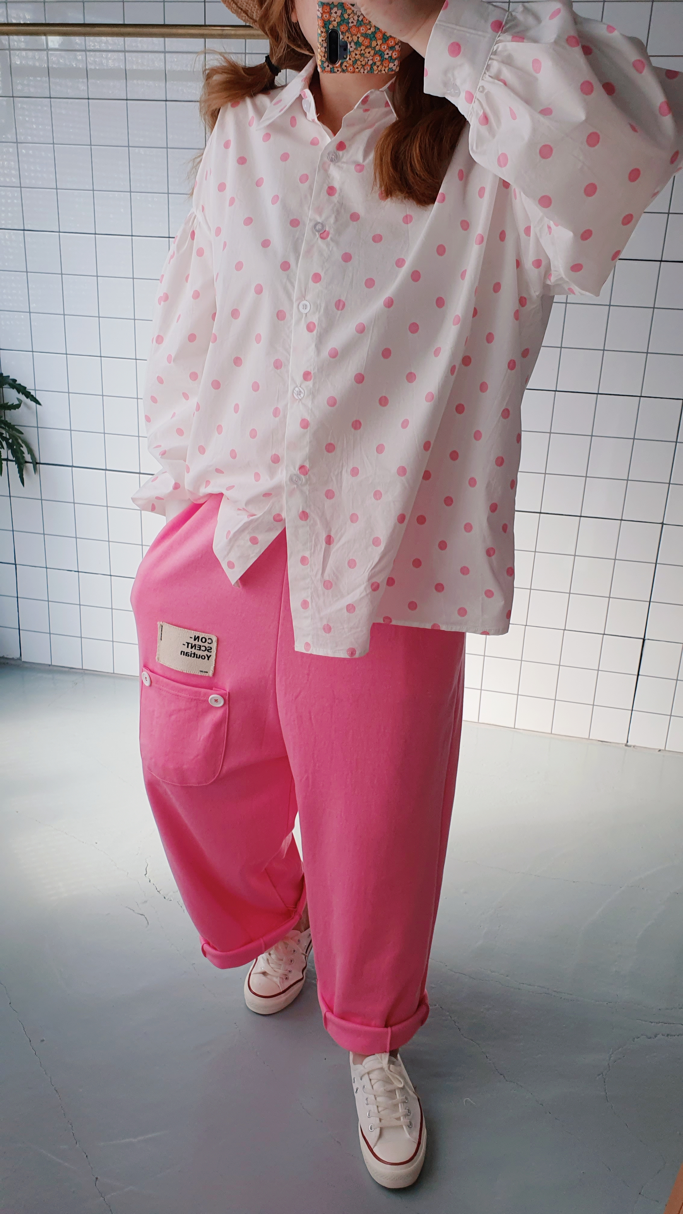 오버핏 도트 카라 셔츠 블라우스 이미지 8
