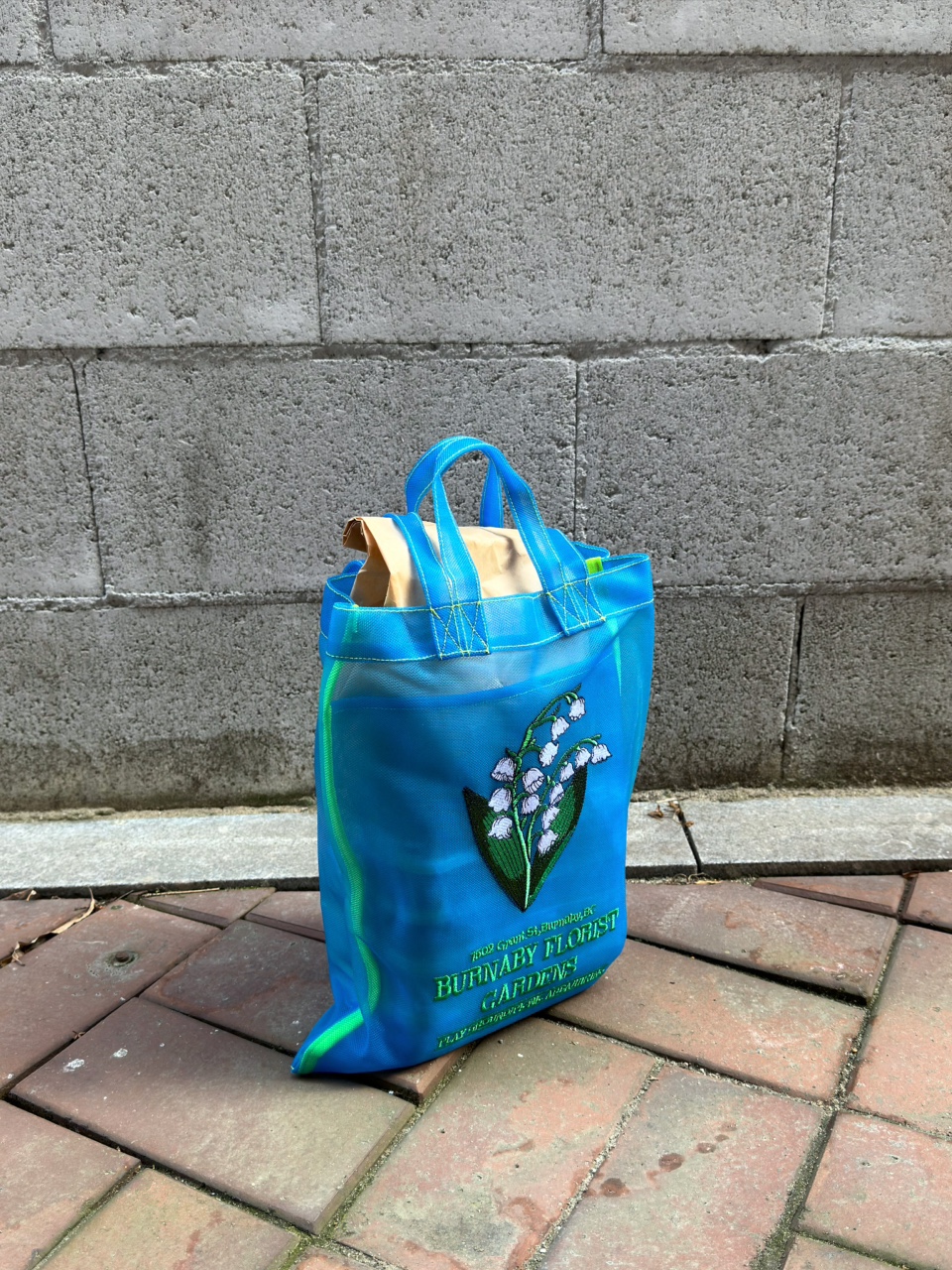 시스루 에코백 오간자 숄더가방 파우치 매쉬 가든 차롬 - 상품 이미지