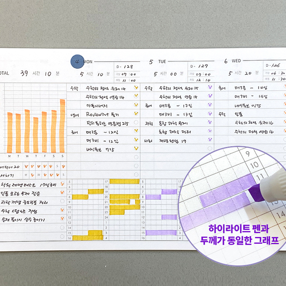 위클리 스터디 플래너 주간 학습계획표 일주일 공부 공시생 고등학생 학습 목표 다이어리 - 상세 이미지 3