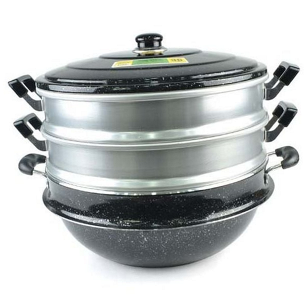 대용량 3단 찜기 깊은 46cm 찜기 다용도 업소용 만두 찜솥 - 상품 이미지