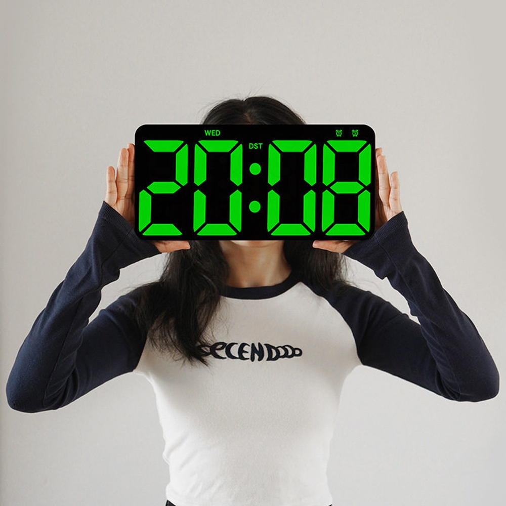 무소음 대형 직사각형 아크릴 LED 디지털 밝기조절 날짜요일 온도표시 벽걸이겸용 흰색 - 상세 이미지 5
