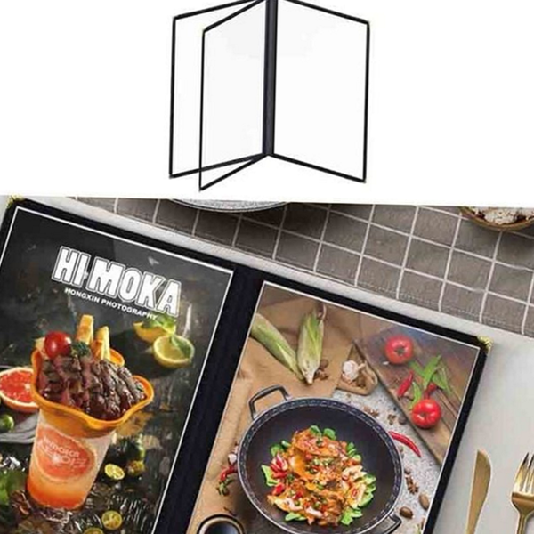 심플 카페 메뉴판 접이식 식당 메뉴판 업소용 바인더 투명 금속 - 상품 이미지