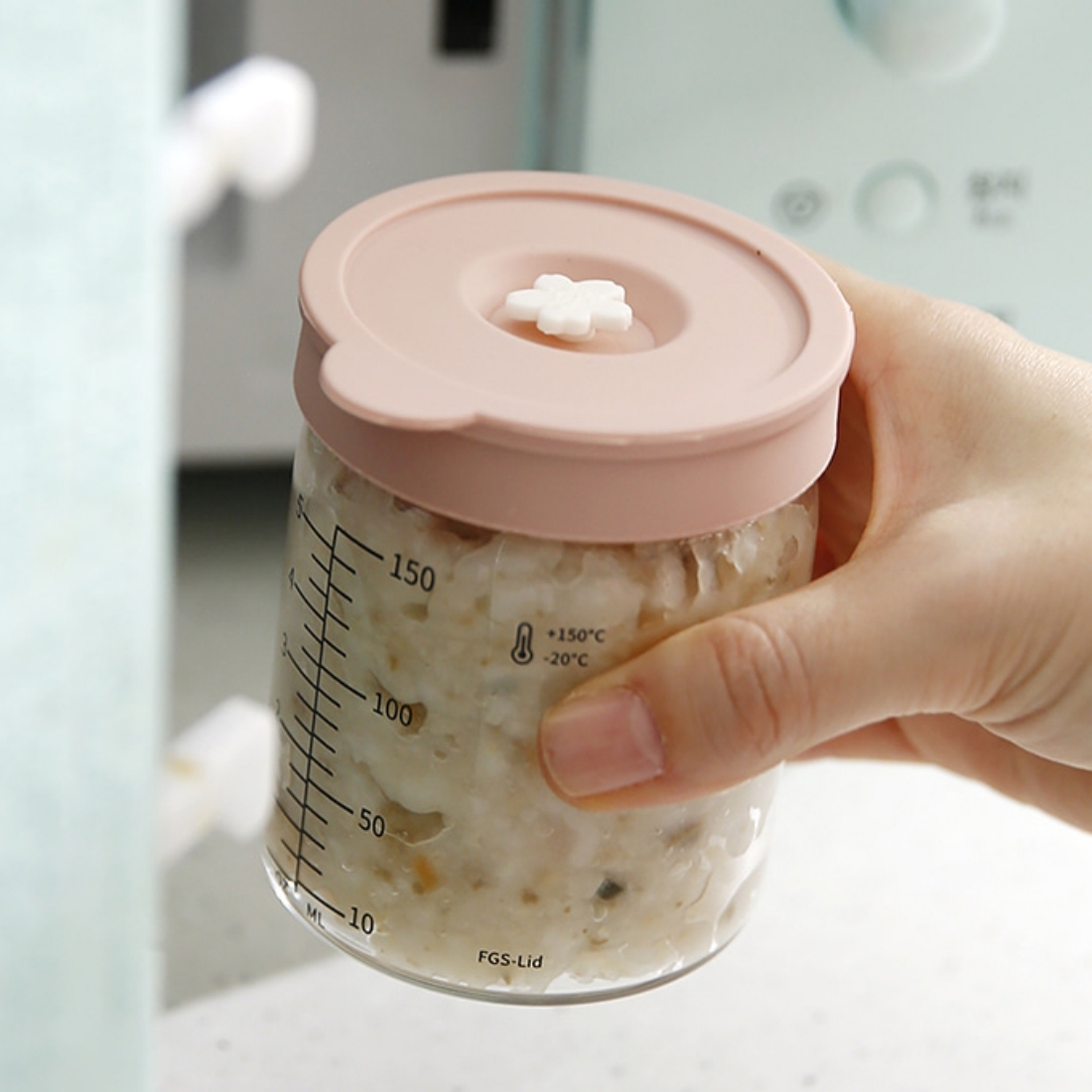 눈금 내열 유리병 전자레인지 이유식 요거트 드레싱 우유 주스병 밀폐 용기 150ml, 1개 - 상품 이미지